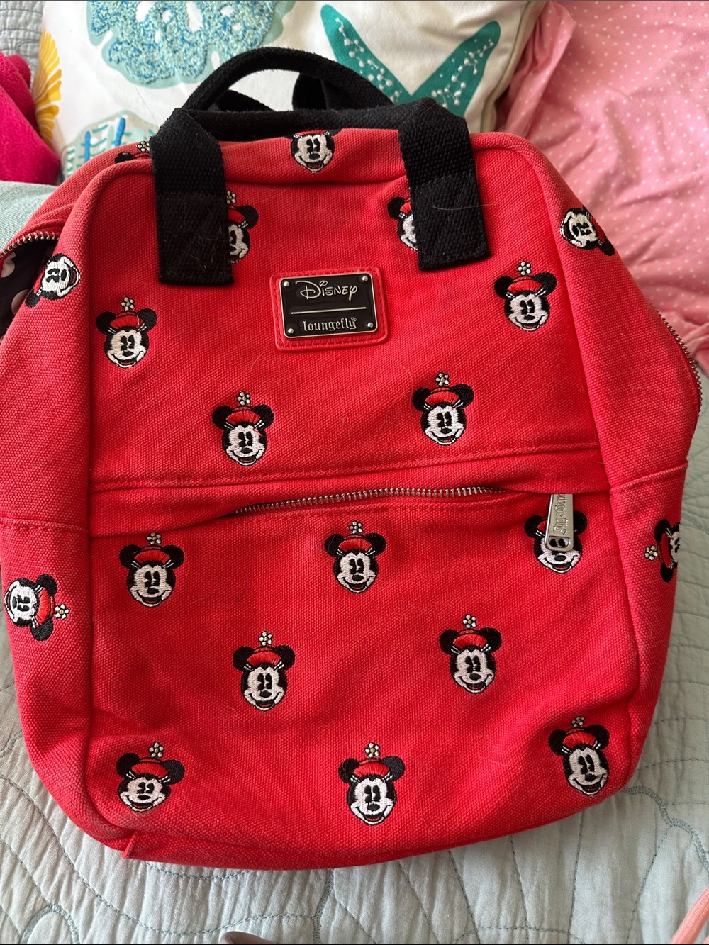 Disney parks Loungefly canvas Red Minnie Mouse  Backpack